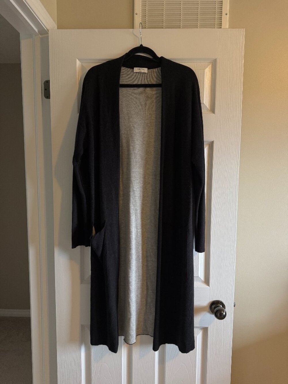 Aritzia Babaton Black Long Open Cardigan Duster Size M